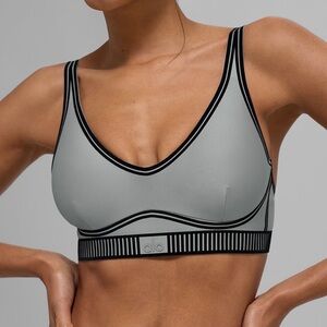 ALO airlift line up bra in lunar grey color